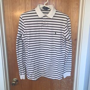 Polo Ralph Lauren Striped Polo Shirt, like new, size M, long sleeve, 100% Cotton